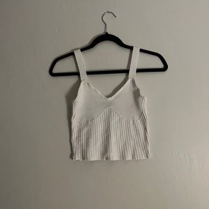 white knit sweater crop tank top